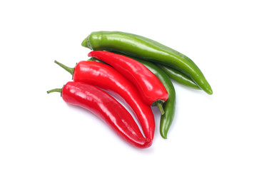 Green and red hot chili peppers