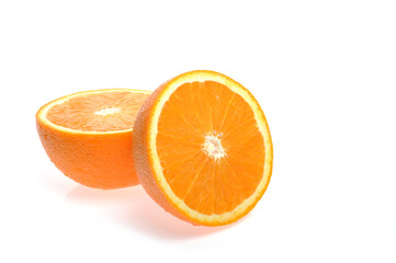 sliced orange   on white