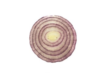 Red onion slice on a white background