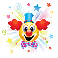 Smiley ball as clown in the circus