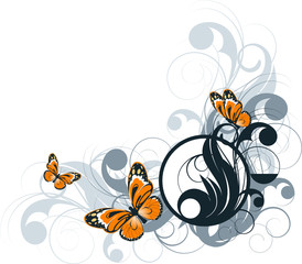 floral background  with butterflies.