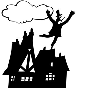 illustration of the chimney sweep on roof