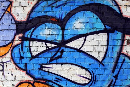 Blue face, urban graffiti