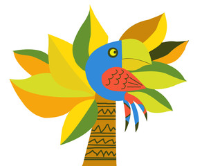 drawing of the parrot on palm