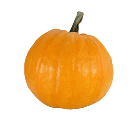 Ripe whole pumpkin on white background close-up