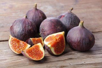 Figs on wooden rustic background