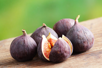 Figs on wooden rustic background