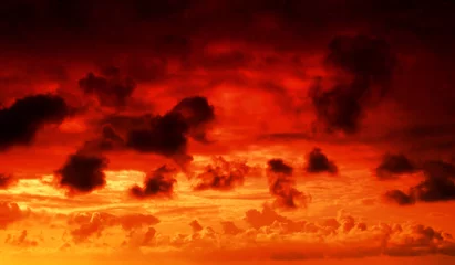 Peel and stick wall murals Red fire in the sky cloudscape background