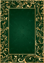 Naklejka premium Gold frame on green background