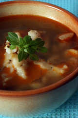 vietnamese river cobbler soup with organic vegetables