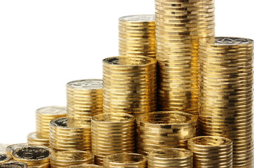 Closeup of golden coins