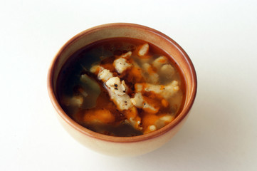 vietnamese river cobbler soup with organic vegetables