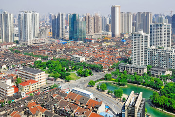 Naklejka premium China Shanghai Puxi skyline