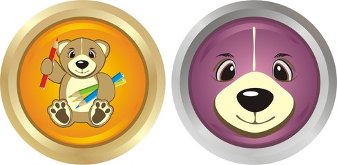 Buttons with bruins. Vector