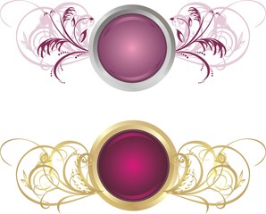 Decorative buttons with ornament. Vector