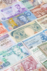 Fototapeta na wymiar banknotes of different countries