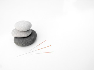 acupuncture needles concept of zen and earth - obrazy, fototapety, plakaty