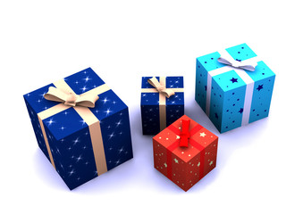 isolated gift boxes - 3d render on white