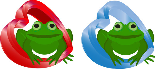 Obraz premium HEARTS AND FROGS