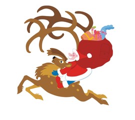 Santa Claus going on a reindeer