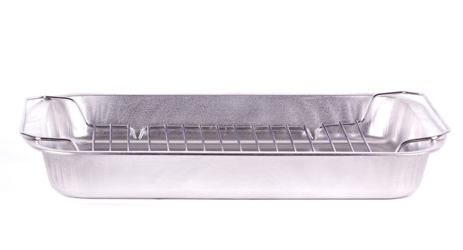 Aluminum cooking tray.