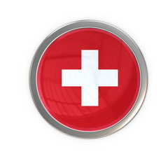 Glossy Button mit Flagge Schweiz