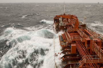 Tanker in heavy storm