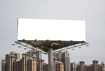 the billboard on the blue sky background.