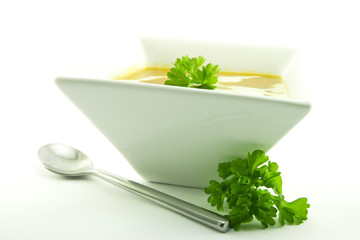 Tomato Soup in a White Bowl