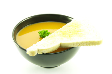 Tomato Soup in a Black Bowl