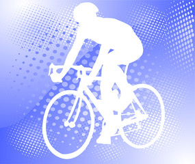 Fototapeta na wymiar bicyclist on the abstract halftone background - vector
