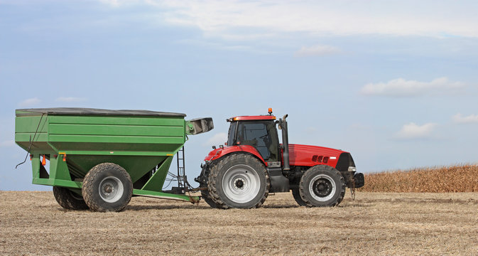 Tractor And Grain Wagon