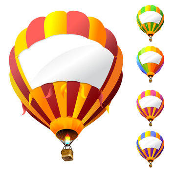 vector hot air balloons with banners