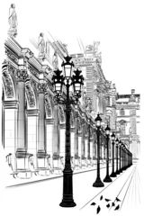 Fotobehang Illustratie Parijs Parijs: klassieke architectuur