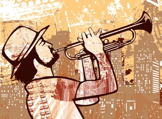Poster trompettist op een grunge-achtergrond © Isaxar