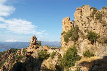 Fototapeta na wymiar skał Calanques de Piana na Korsyce