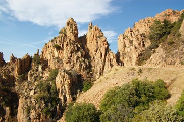 Fototapeta na wymiar rock formations of Calanche de Piana