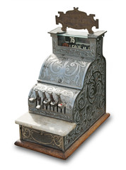 Antique cash register with clipping path