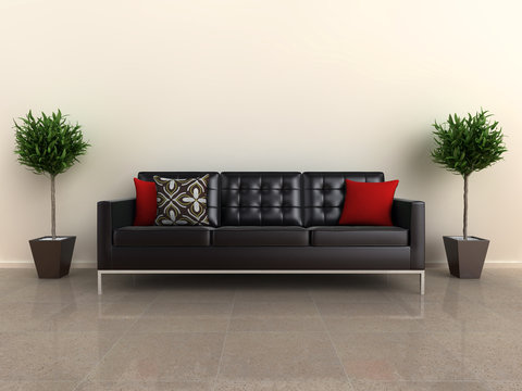 Designer sofa with plants