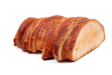 The sliced rusk on white