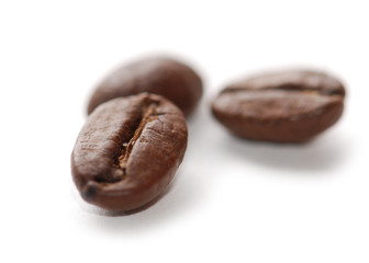 Isolated macro shot of coffee beans