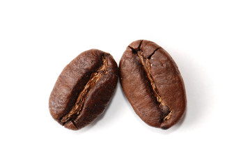 Isolated macro shot of coffee beans