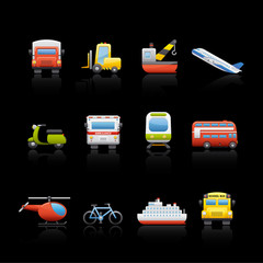 Icon Set in Black - Transport