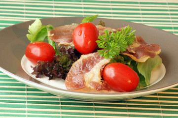 grilled bacon and organic tomato and parsley