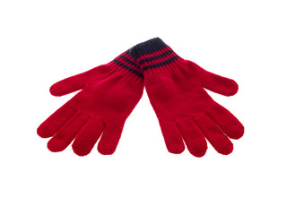 red gloves isolated on the white background