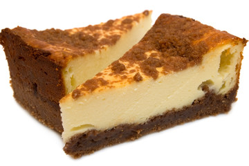 Two pieces of cheesecake