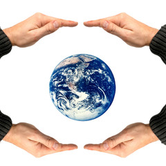 Protecting hands, isolated on white background