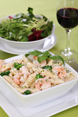 Pasta Alfredo with shrimps