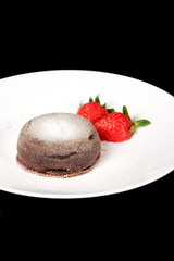 Chocolate dessert with strawberry