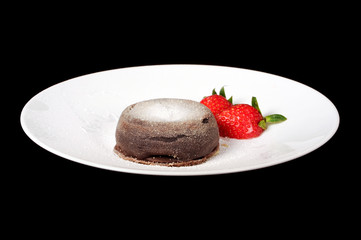 Chocolate dessert with strawberry